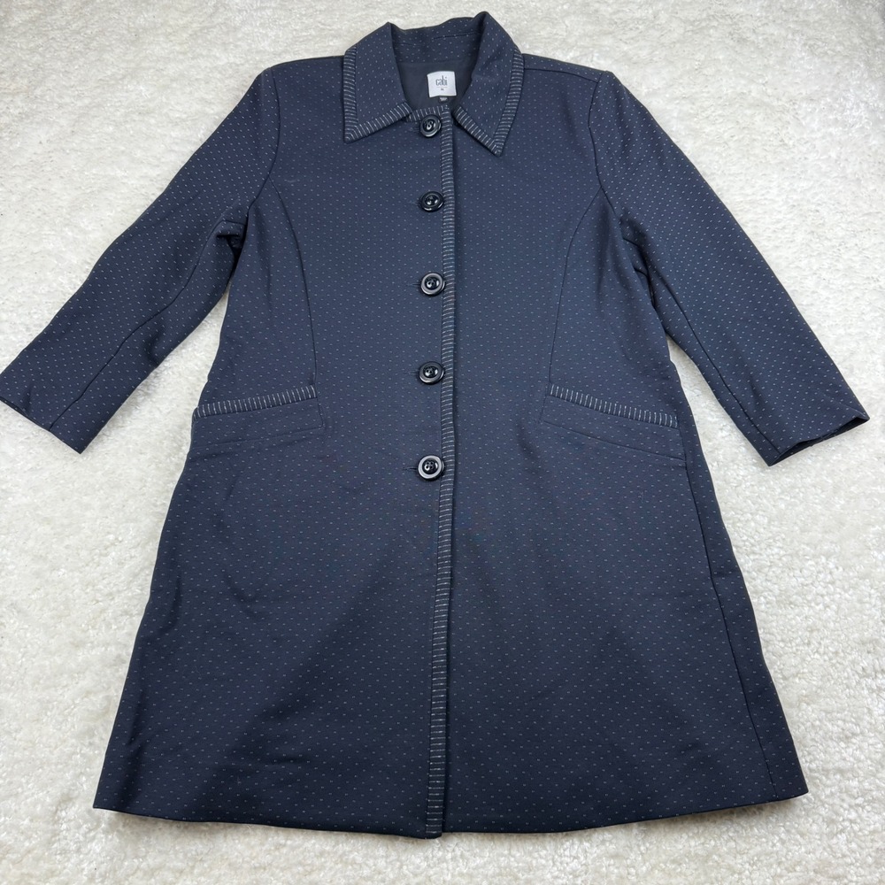 Cabi Carriage Jacket Women M Navy Blue Dobby Knit Button Front 5658 Coat